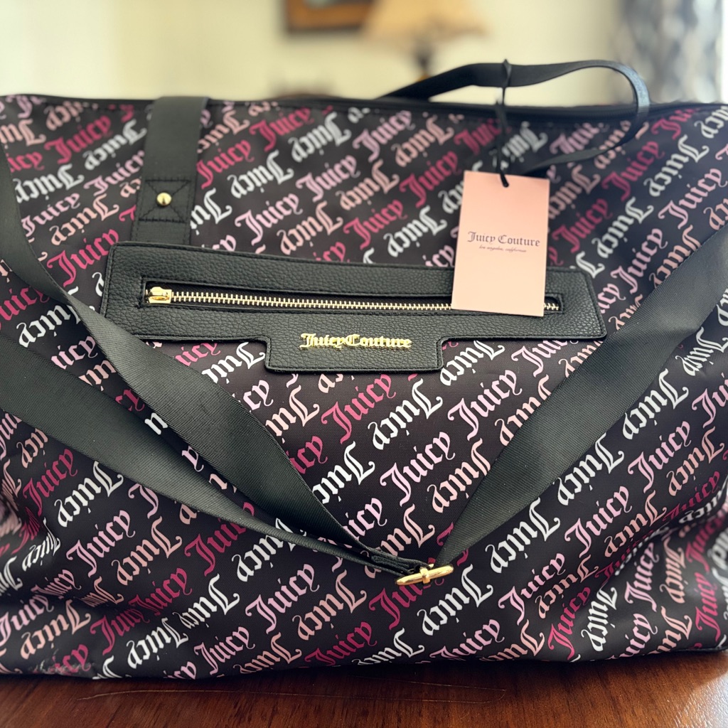 Juicy Couture Black And Pink Logo Travel Bag